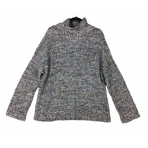 Caslon Women’s L Shaker Chunky Knit Oversized Sweater Black White NWT